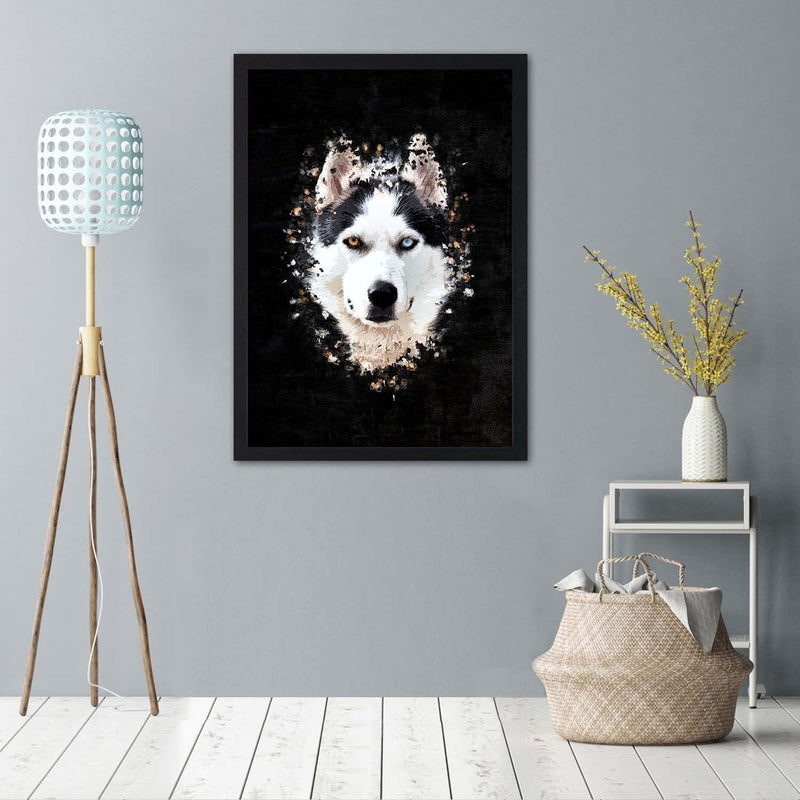 Glezna melnā rāmī - Siberian Husky  Home Trends