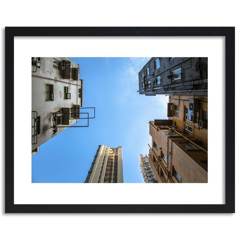 Glezna melnā rāmī - Skyscrapers From Below  Home Trends