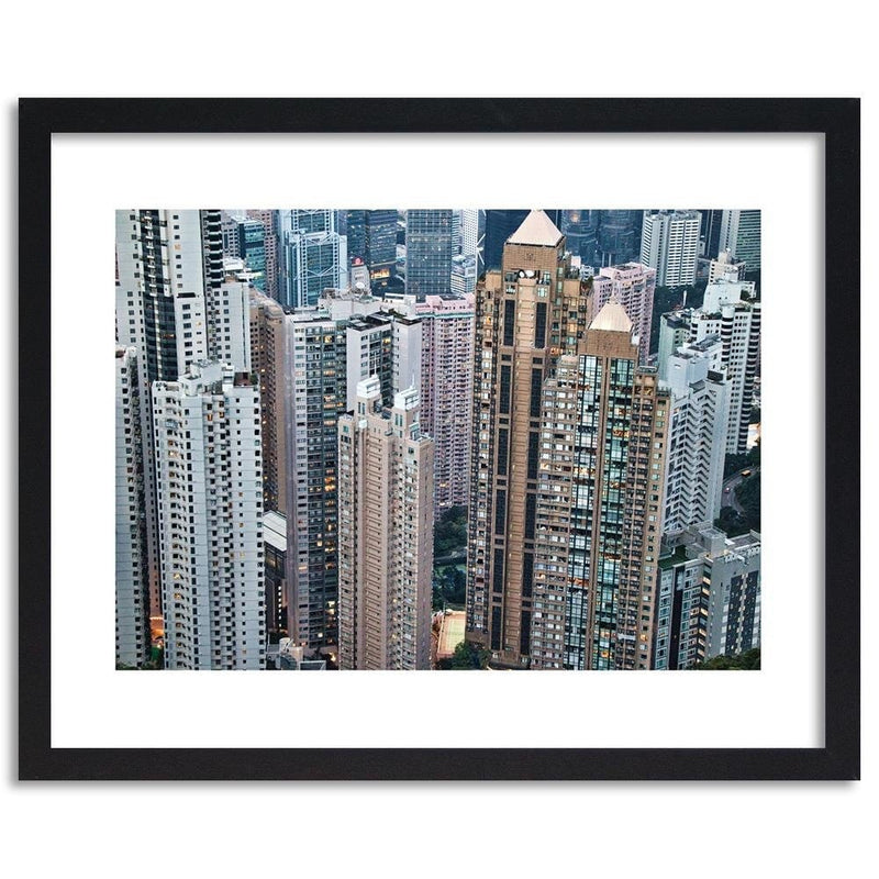 Glezna melnā rāmī - Skyscrapers In Hong Kong  Home Trends