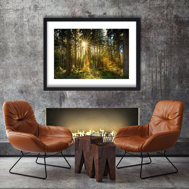 Glezna melnā rāmī - Sun In The Forest  Home Trends