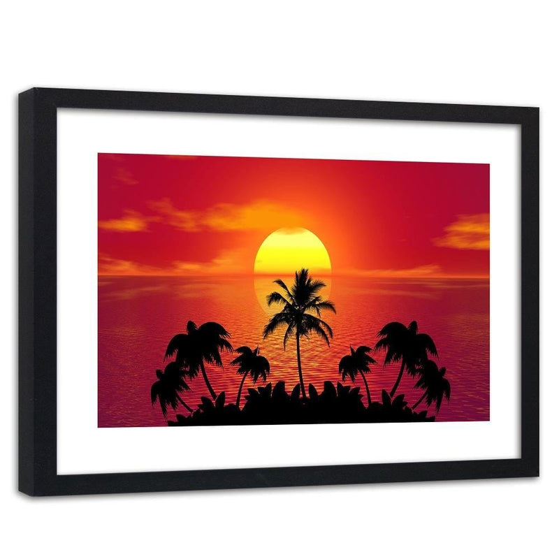 Glezna melnā rāmī - Sunset And Palm Trees 2  Home Trends