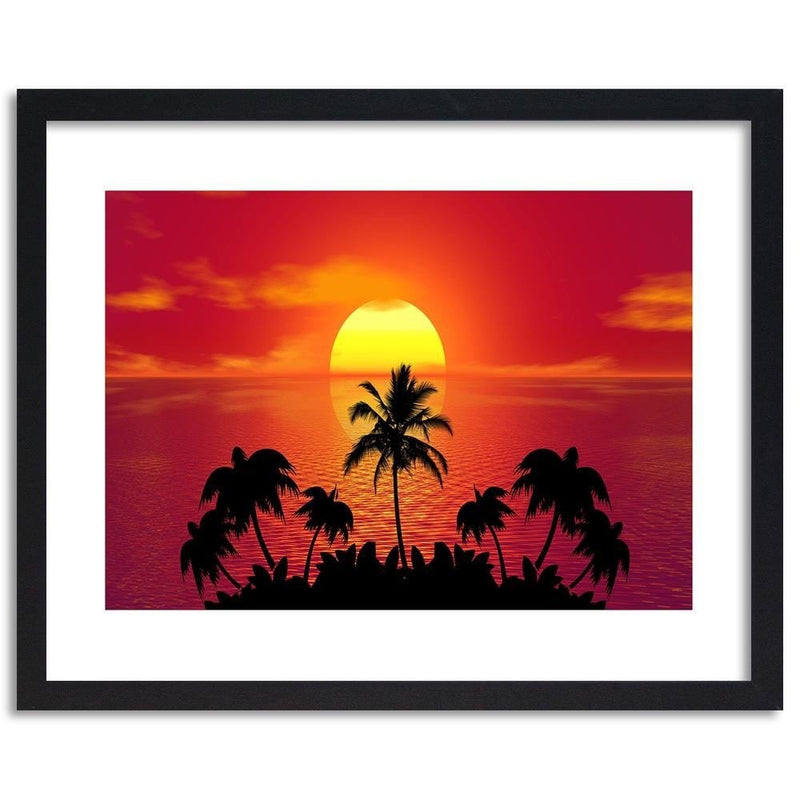 Glezna melnā rāmī - Sunset And Palm Trees 2  Home Trends