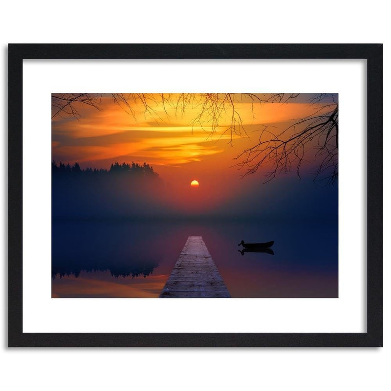 Glezna melnā rāmī - Sunset In The Fog  Home Trends