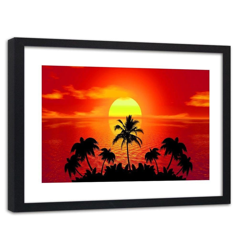 Glezna melnā rāmī - Sunset With Palm Trees 4  Home Trends