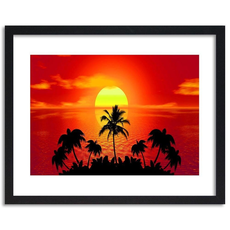 Glezna melnā rāmī - Sunset With Palm Trees 4  Home Trends