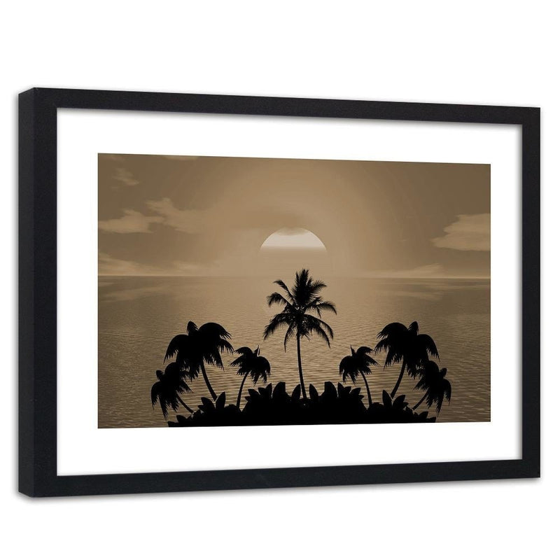 Glezna melnā rāmī - Sunset With Palms 1  Home Trends