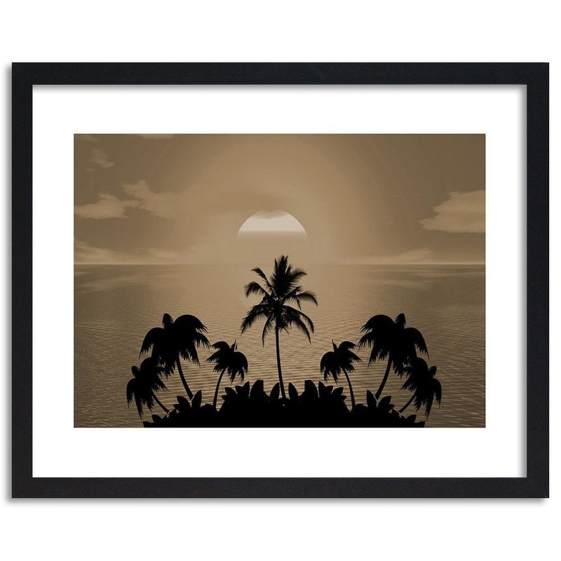 Glezna melnā rāmī - Sunset With Palms 1  Home Trends