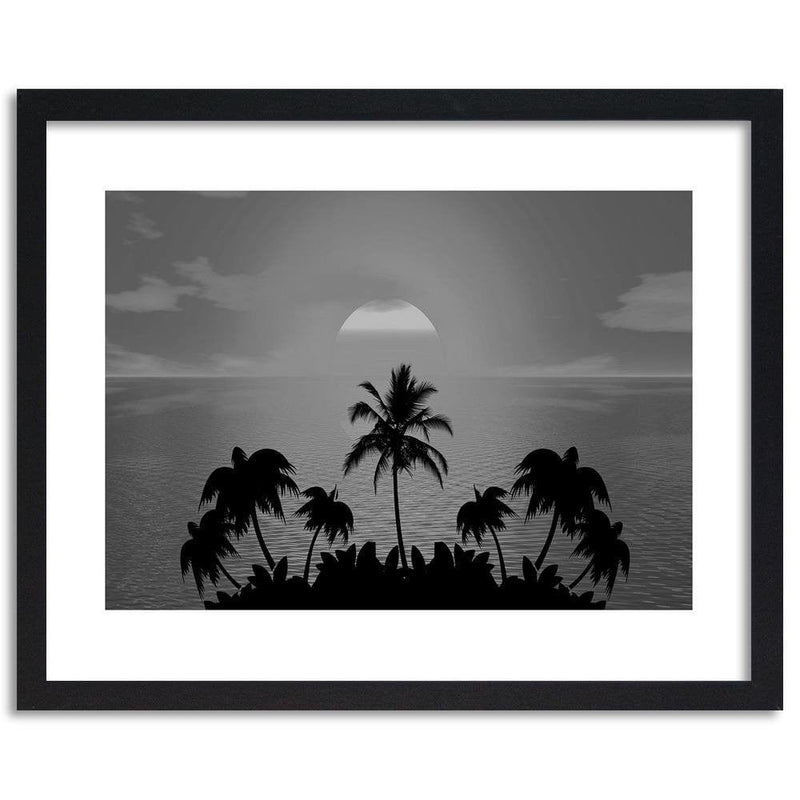 Glezna melnā rāmī - Sunset With Palms 2  Home Trends