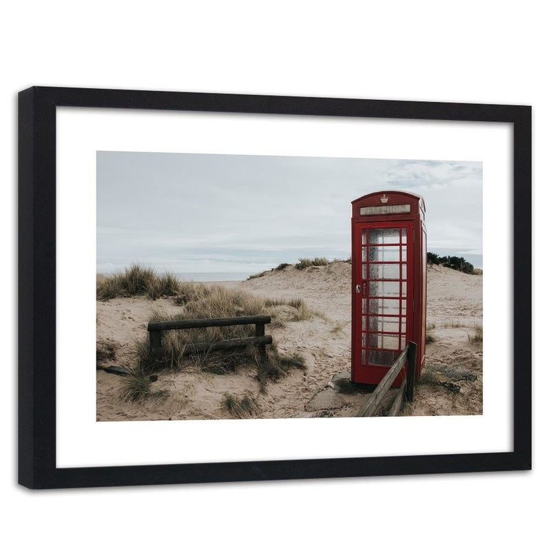 Glezna melnā rāmī - Telephone Booth On The Beach  Home Trends