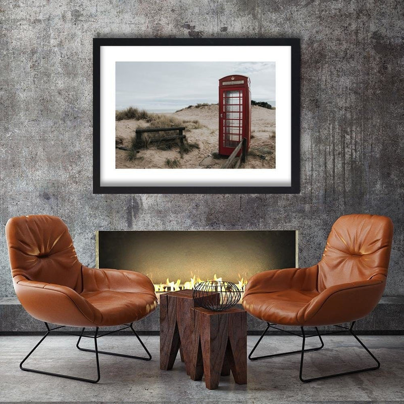 Glezna melnā rāmī - Telephone Booth On The Beach  Home Trends