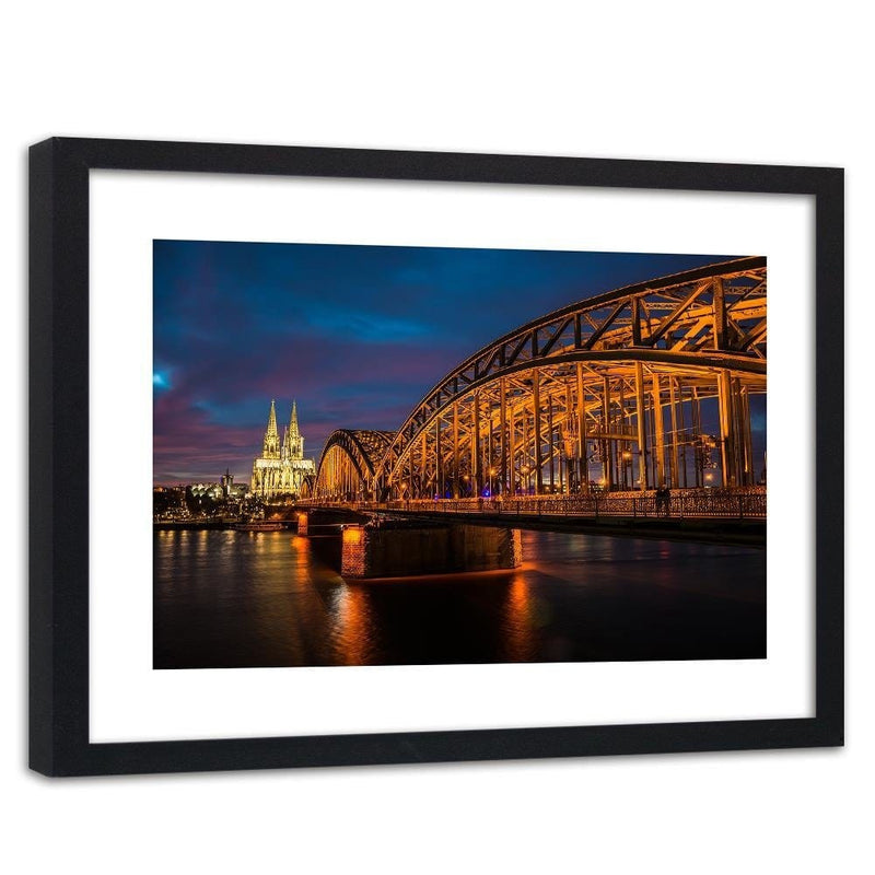 Glezna melnā rāmī - The Bridge And The Cathedral In Cologne  Home Trends