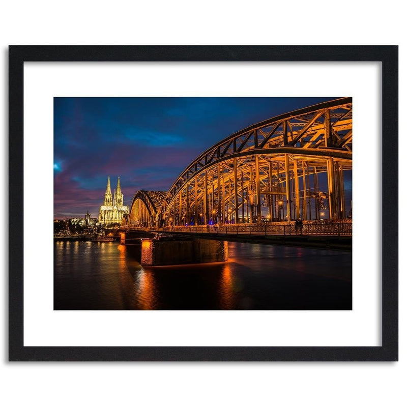 Glezna melnā rāmī - The Bridge And The Cathedral In Cologne  Home Trends