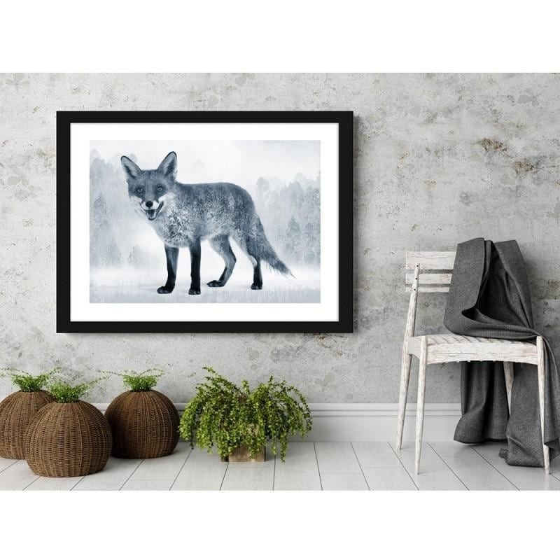 Glezna melnā rāmī - The grey fox  Home Trends