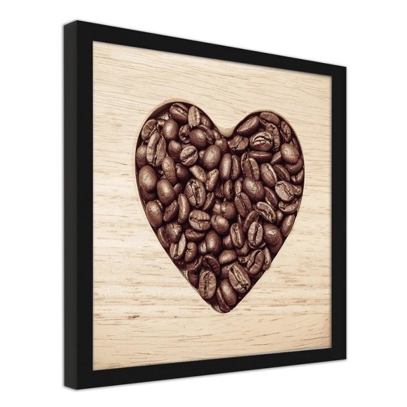 Glezna melnā rāmī - The heart of coffee beans  Home Trends