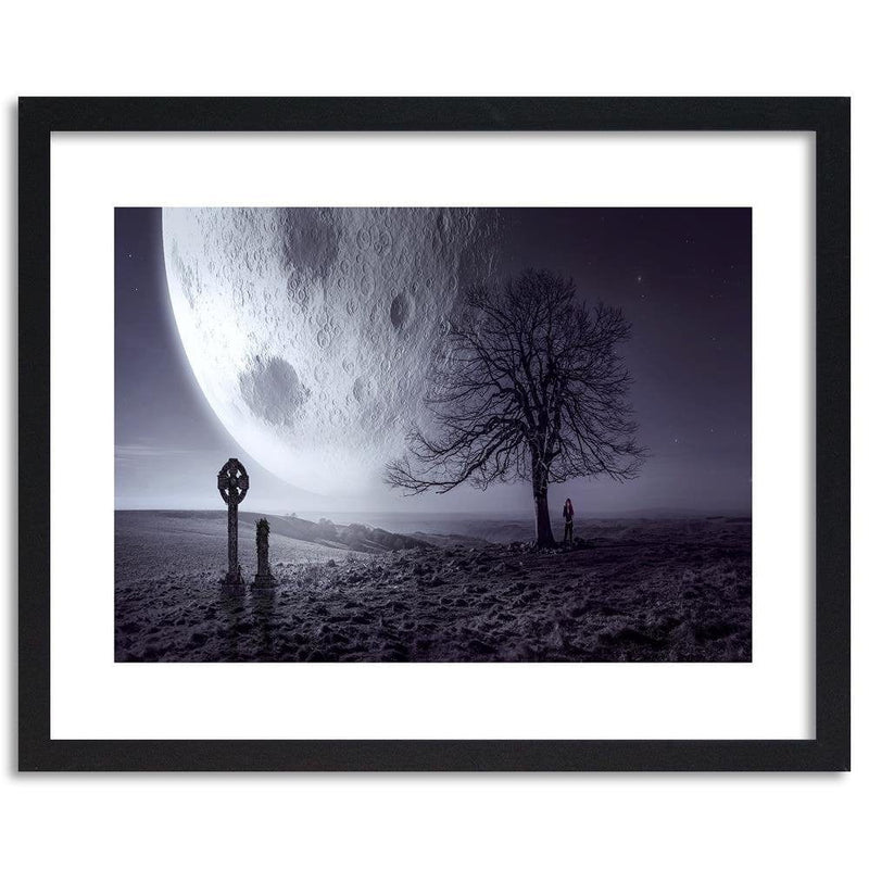 Glezna melnā rāmī - The Huge Moon Above The Earth Fantasy  Home Trends
