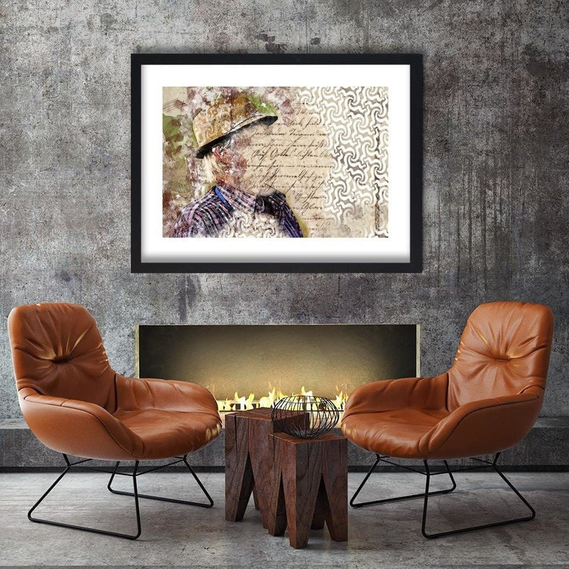 Glezna melnā rāmī - The Man In The Hat Abstraction  Home Trends