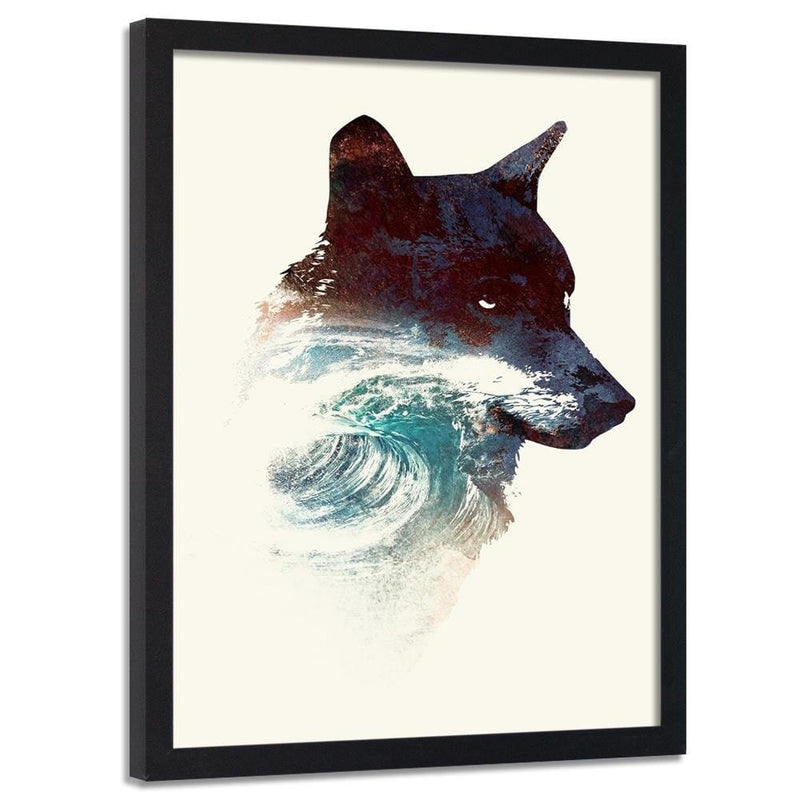 Glezna melnā rāmī - The Wolf And The Waves  Home Trends