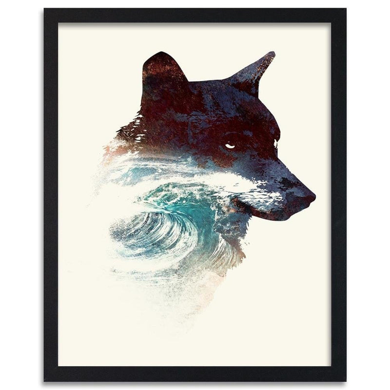 Glezna melnā rāmī - The Wolf And The Waves  Home Trends