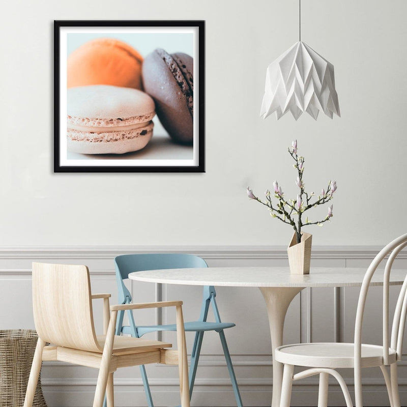 Glezna melnā rāmī - Three Colorful Macaroons 2  Home Trends