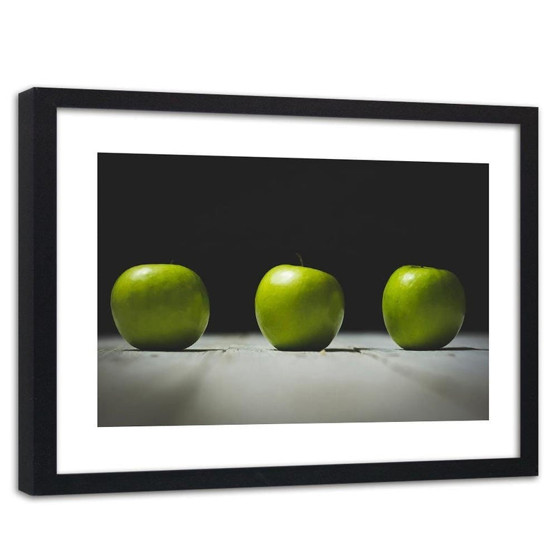 Glezna melnā rāmī - Three Green Apples  Home Trends