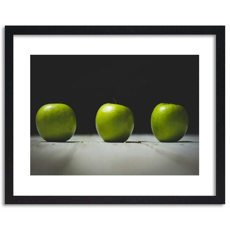 Glezna melnā rāmī - Three Green Apples  Home Trends