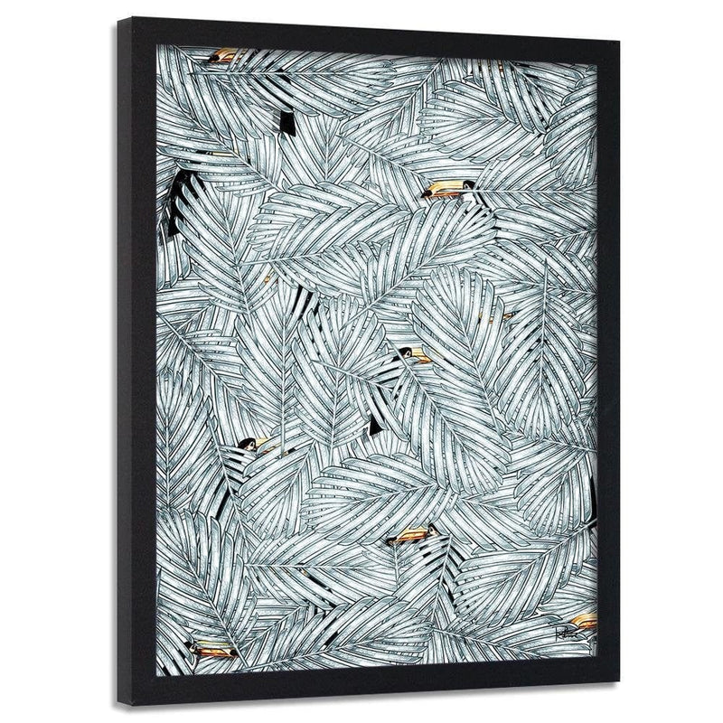 Glezna melnā rāmī - Toucan Image Animal Print Grey  Home Trends