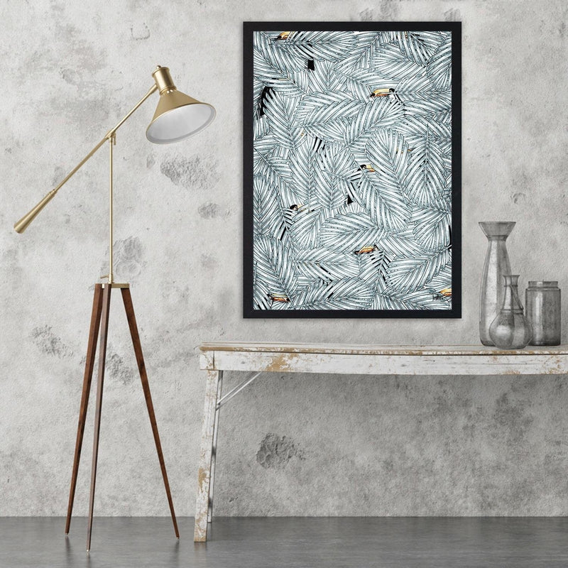 Glezna melnā rāmī - Toucan Image Animal Print Grey  Home Trends