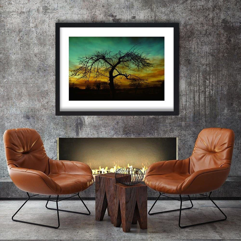 Glezna melnā rāmī - Tree At Dusk  Home Trends