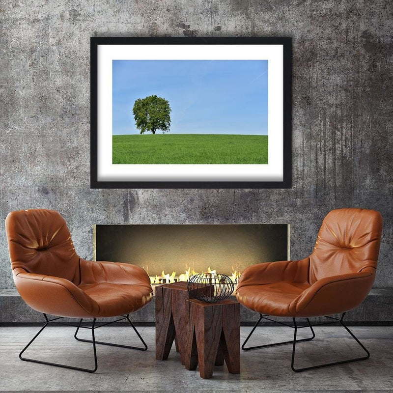 Glezna melnā rāmī - Tree On The Meadow  Home Trends