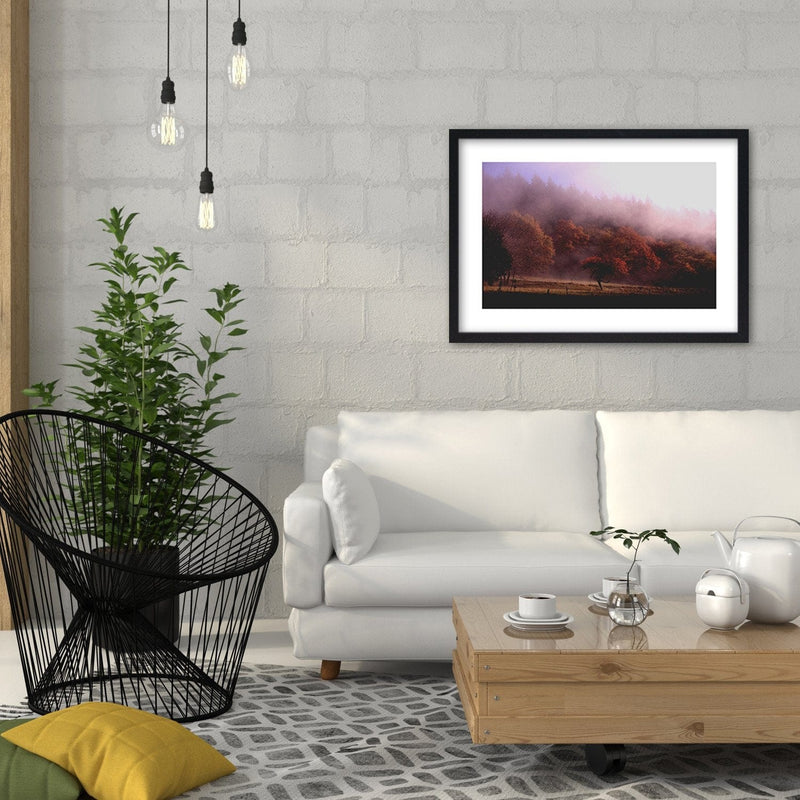 Glezna melnā rāmī - Trees In The Fog  Home Trends