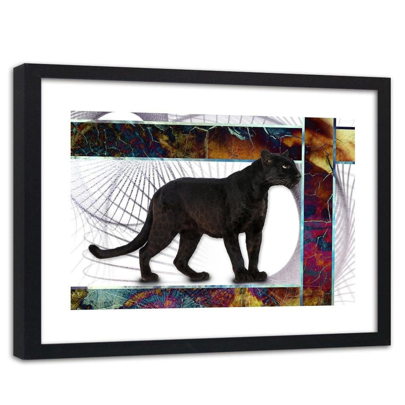 Glezna melnā rāmī - Vigilant Panther  Home Trends