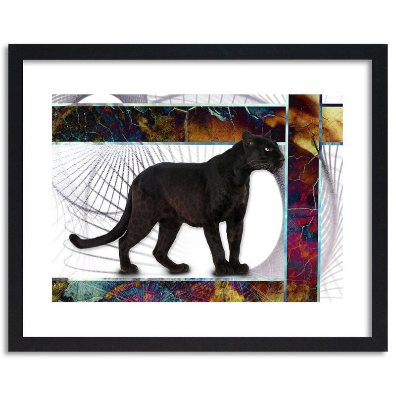 Glezna melnā rāmī - Vigilant Panther  Home Trends