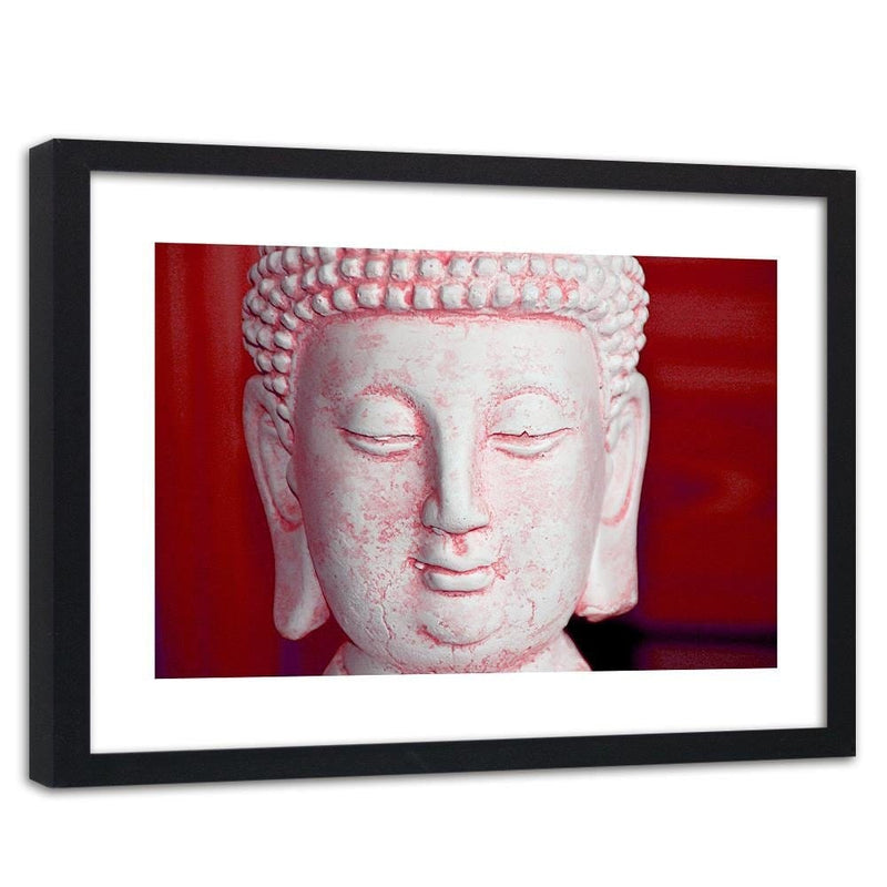 Glezna melnā rāmī - White Buddha Head  Home Trends