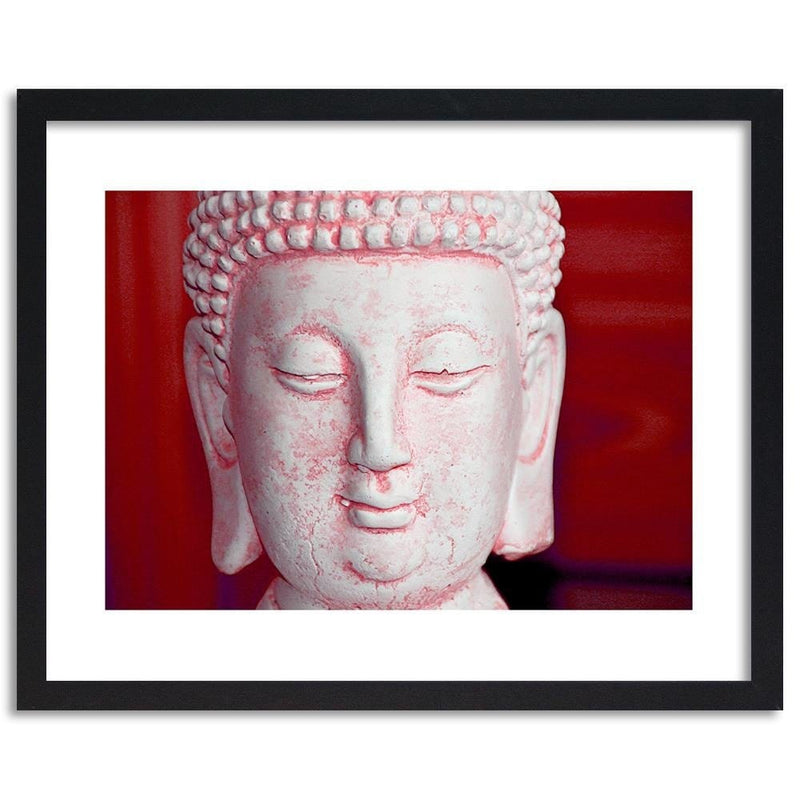 Glezna melnā rāmī - White Buddha Head  Home Trends