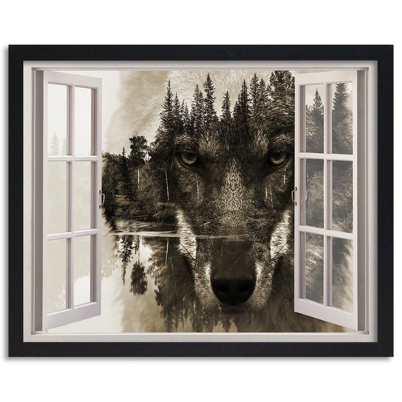 Glezna melnā rāmī - Window To The Wolf  Home Trends