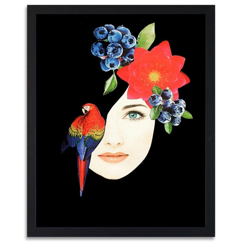 Glezna melnā rāmī - Woman Face With Flowers  Home Trends