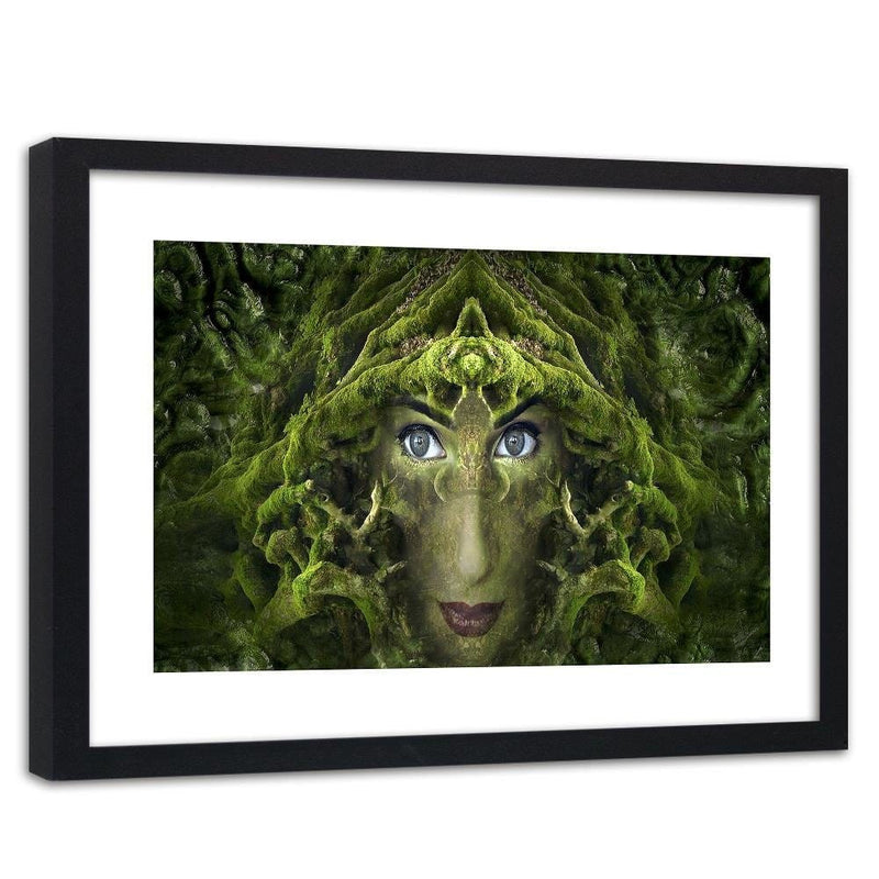 Glezna melnā rāmī - Woman's Face In Moss Fantasy  Home Trends