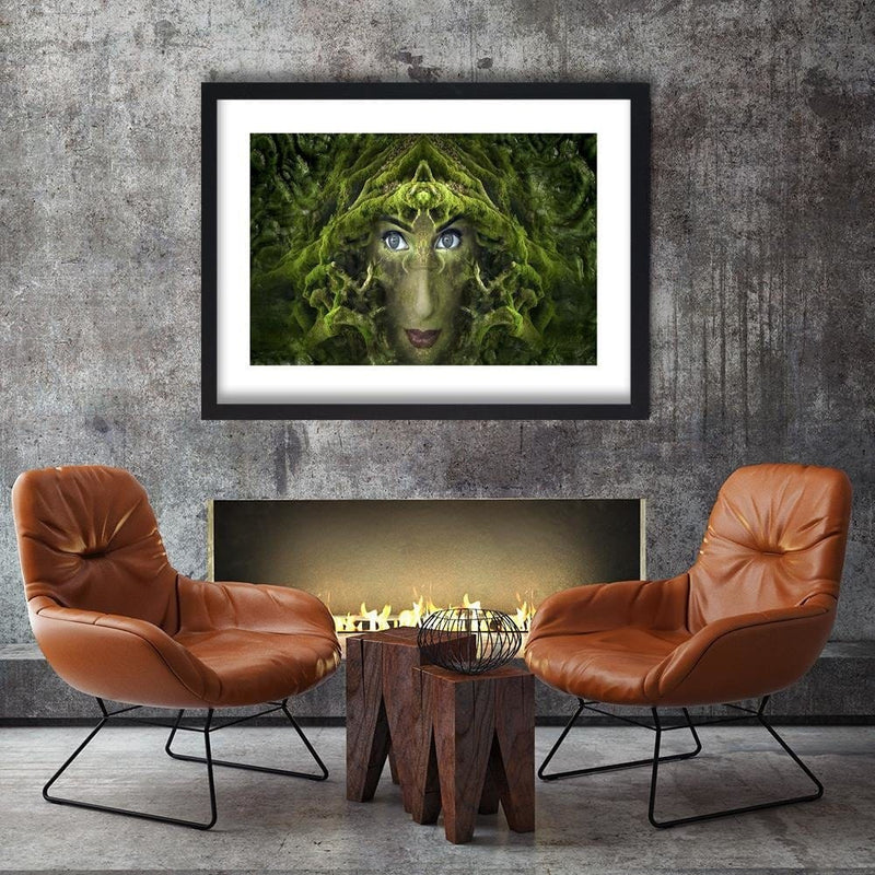 Glezna melnā rāmī - Woman's Face In Moss Fantasy  Home Trends