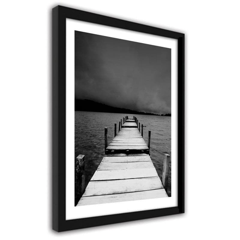 Glezna melnā rāmī - Wooden bridge in black and white  Home Trends