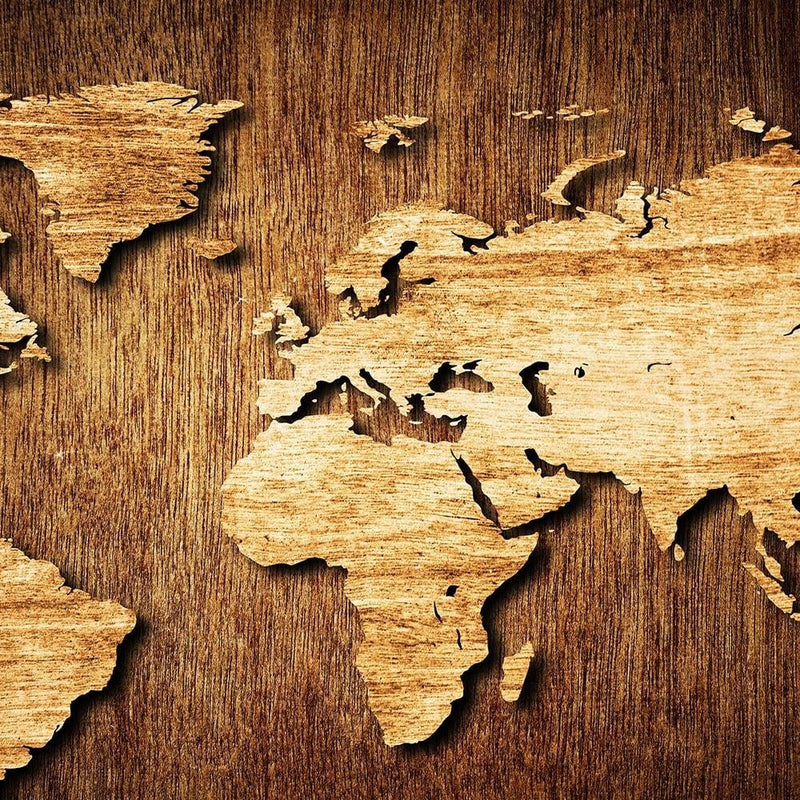 Glezna melnā rāmī - Wooden World Map  Home Trends