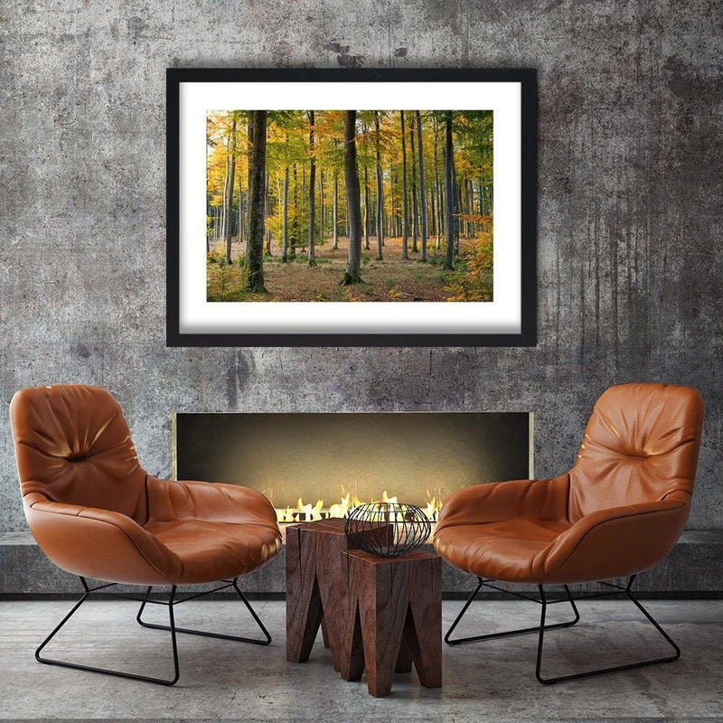 Glezna melnā rāmī - Yellow Autumn Forest  Home Trends