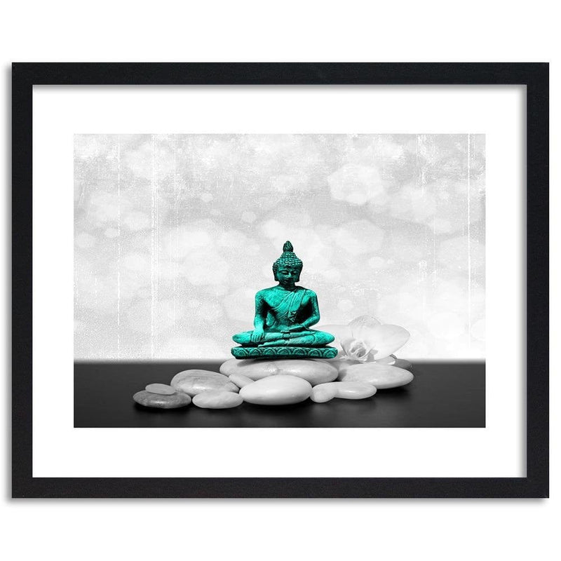 Glezna melnā rāmī - Zen Buddha On The Rocks  Home Trends