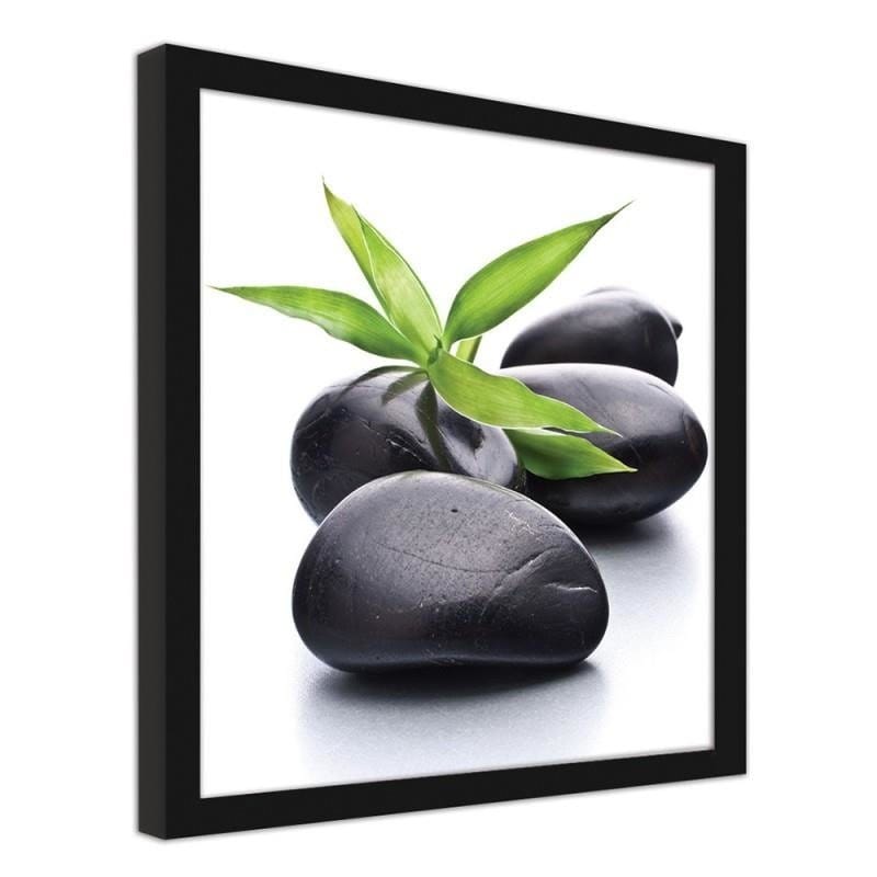 Glezna melnā rāmī - Zen pebbles and leaves  Home Trends