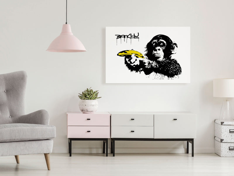 Glezna - Banksy_ Monkey with Banana (1 Part) Wide Home Trends