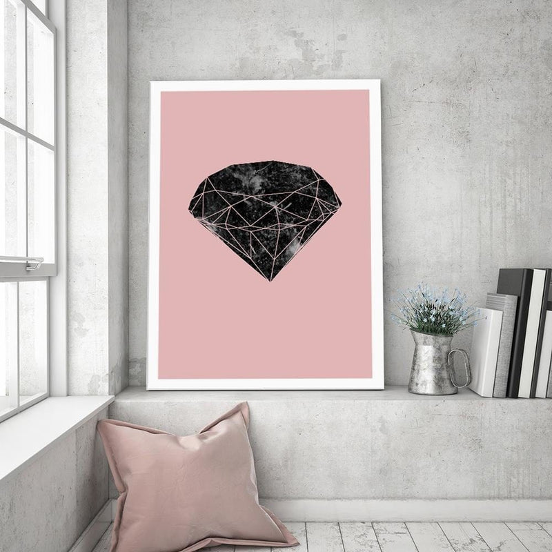 Kanva - Black Diamond On A Pink Background  Home Trends DECO