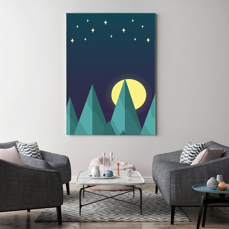 Kanva - Geometric Forest Landscape With Stars  Home Trends DECO