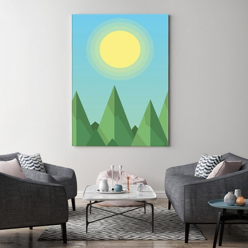 Kanva - Geometric Forest Landscape With The Sun  Home Trends DECO