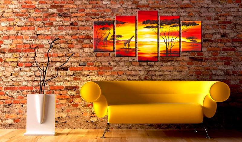 Kanva - Giraffes on the background with sunset Home Trends