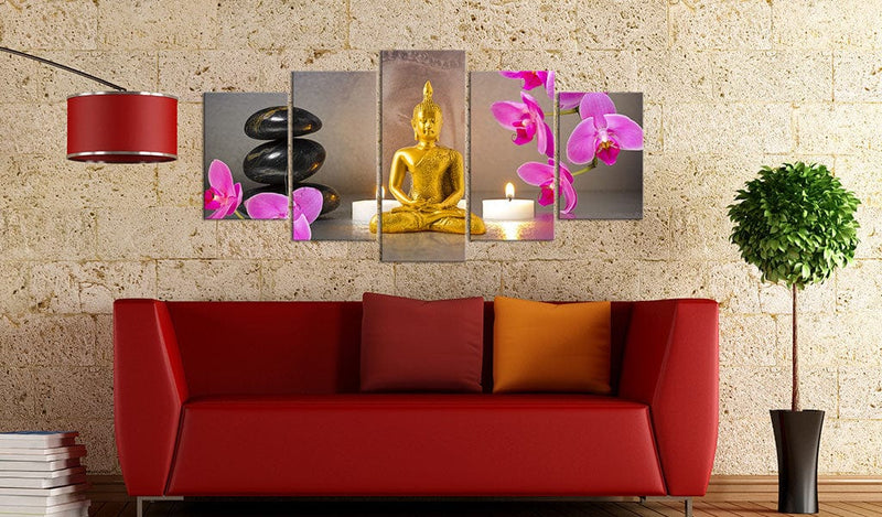 Glezna - Golden Buddha and orchids Home Trends