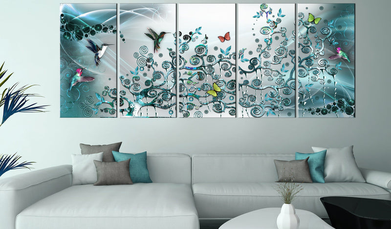 Glezna - Hummingbirds Dance (5 Parts) Turquoise Narrow Home Trends